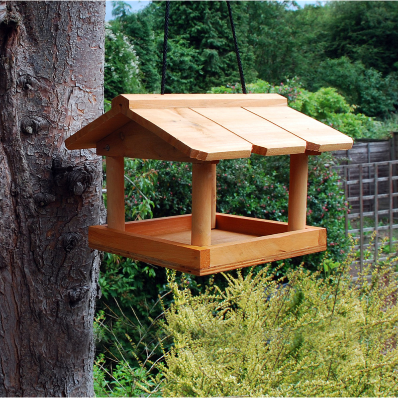 HANGING WOODEN BIRD TABLE