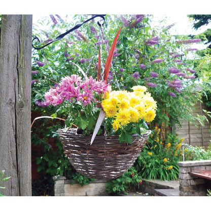 14 INCH DARK RATTAN HANGING BASKET