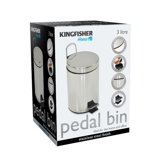 3L STAINLESS STEEL PEDAL BIN