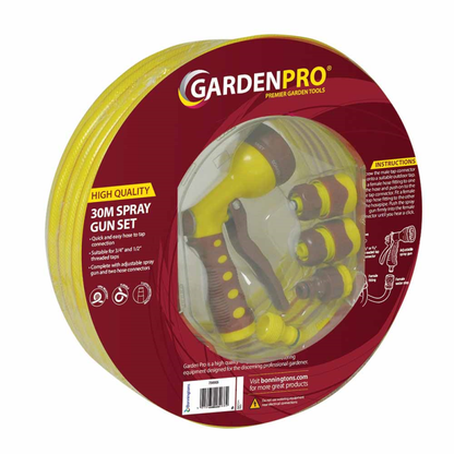 GARDEN PRO 30M HOSE AND SPRAY GUN SET