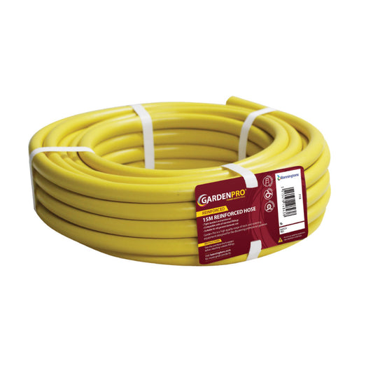 GARDEN PRO 15M YELLOW REINFORCED GARDEN HOSE