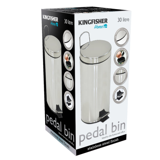 30L STAINLESS STEEL PEDAL BIN