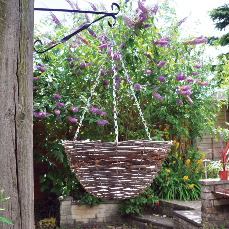 14 INCH DARK RATTAN HANGING BASKET