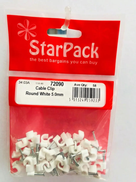 STARPACK CABLE CLIP ROUND WHITE 5.0MM