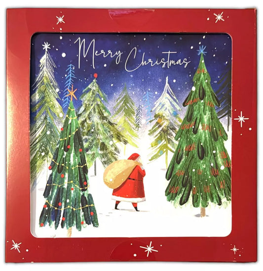 Pack Of 10 Luxury Traditional Glitter Square Xmas Christmas Cards & Envelopes UK