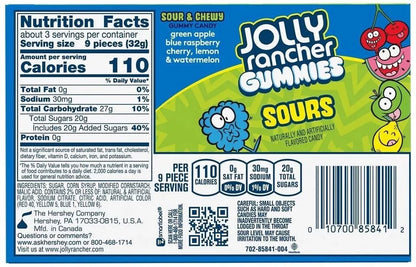 Jolly Rancher Gummies Sours Flavour 99g Sour & Chewy Gummy Candy Theatre Box