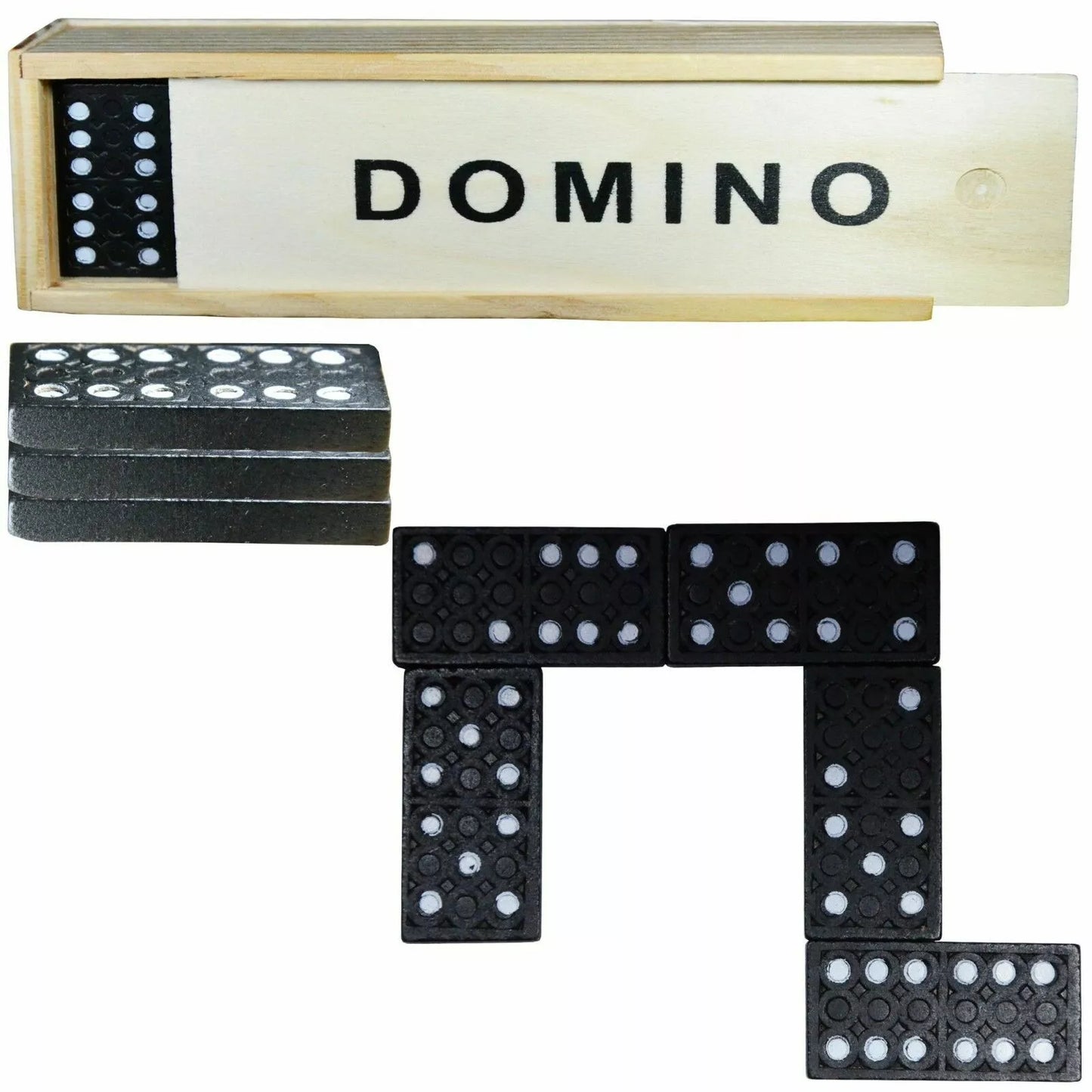 TRADITIONAL DOMINOES SET WOODEN KIT BOX GAME FAMILY FUN HOME INDOOR KIDS