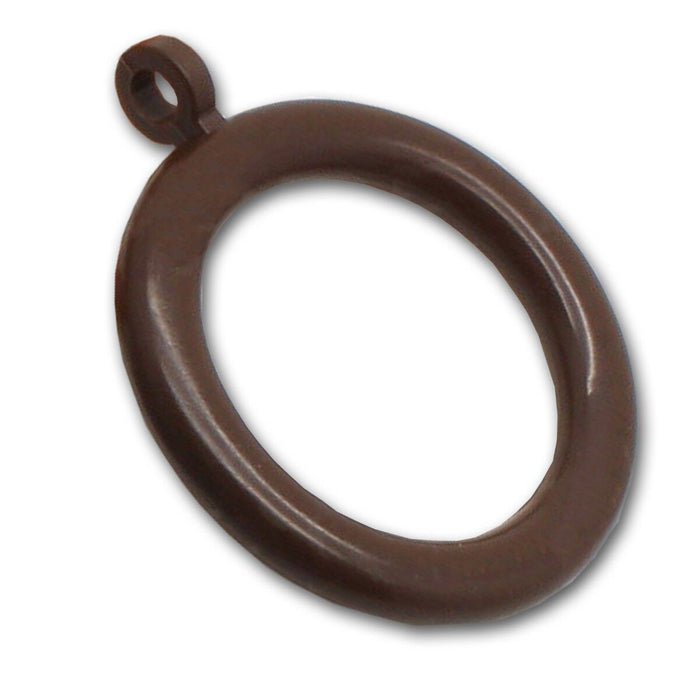 Curtain Pole Rings With Fixed Eyelet, Dark Brown Plastic, Internal Diameter 35mm (To Fit Curtain Poles Up To 30mm Diameter)
