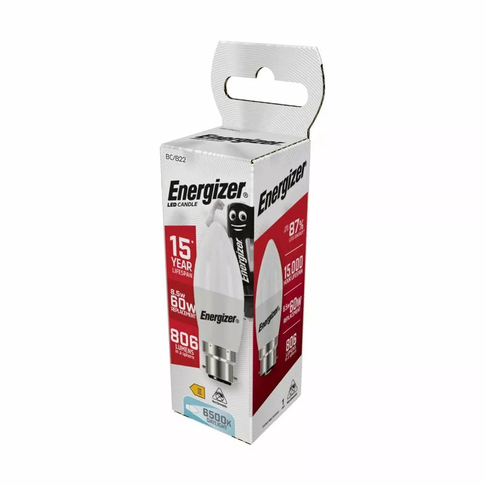 ENERGIZER LED CANDLE BULBS B22 (806LM) 8.5W / 60W (6,500K DAYLIGHT)