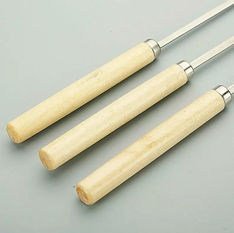 Brochettes de maïs Barbecue en acier inoxydable, manches en bois, lame plate réutilisable Royaume-Uni