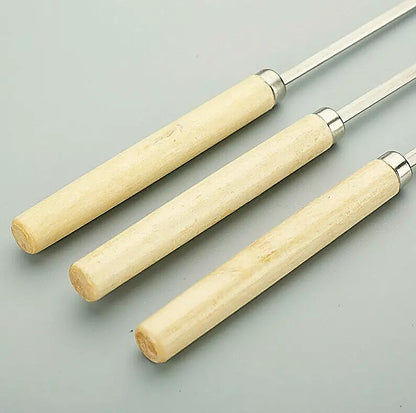 Brochettes de maïs Barbecue en acier inoxydable, manches en bois, lame plate réutilisable Royaume-Uni