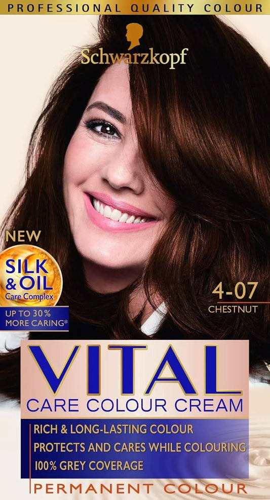 Schwarzkopf Vital Colors 4-07 Châtain Coloration Permanente Durable X1