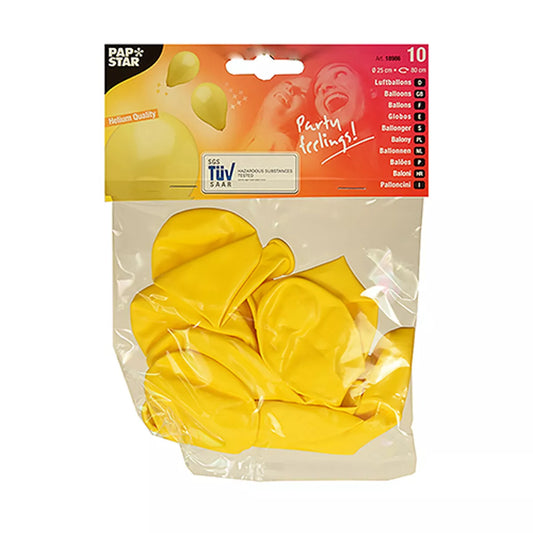 Balloons Yellow Helium Suitable Diameter 25cm 10 Piece