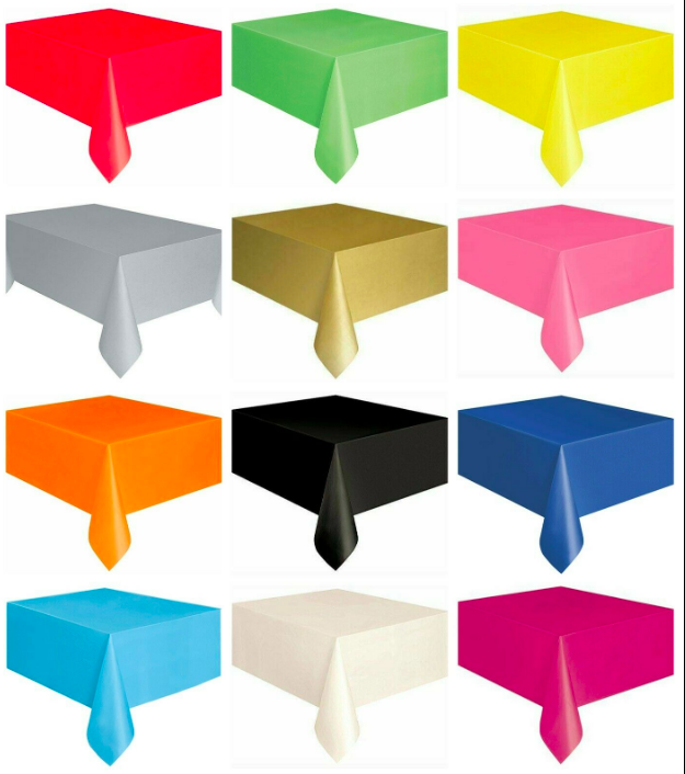 Nappe en plastique rectangulaire jetable lavable réutilisable pour fête, différentes couleurs