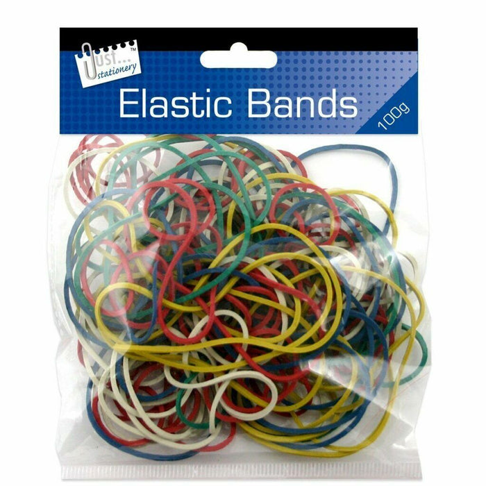 200 Elastic Rubber Bands Mixed Various Sizes Natural Colours 100 Gram