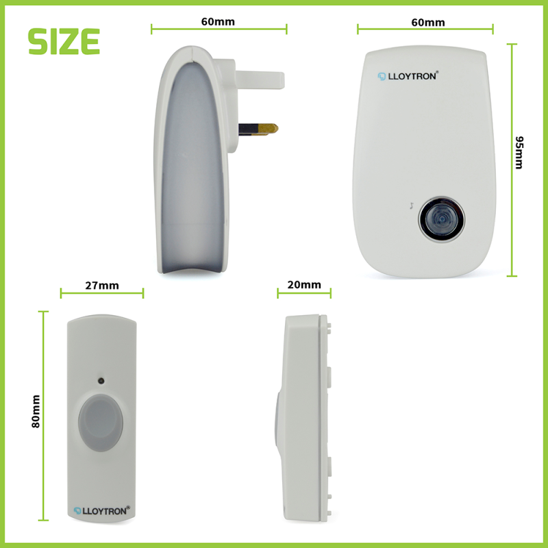 Lloytron MIP3 - Kit carillon de porte basique enfichable 32 mélodies - Blanc