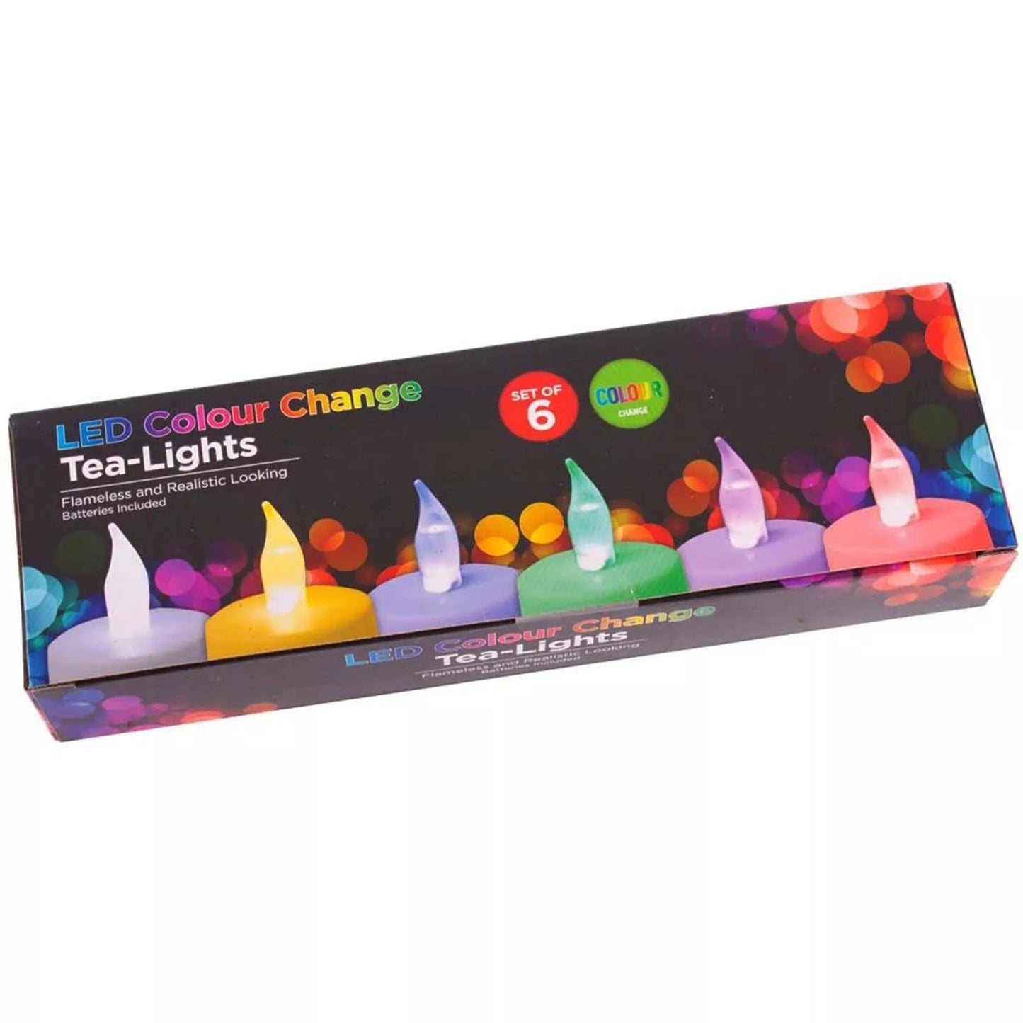 LED, à piles, couleurs changeantes, sans flamme, paquet de 6