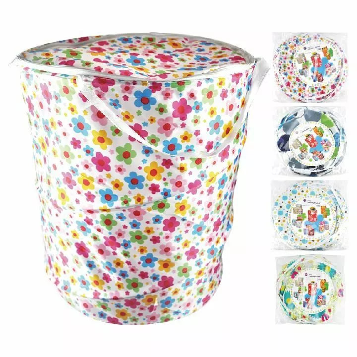 ASSORTED COLOUR FOLDING LAUNDRY BASKET 40 X 50 CM