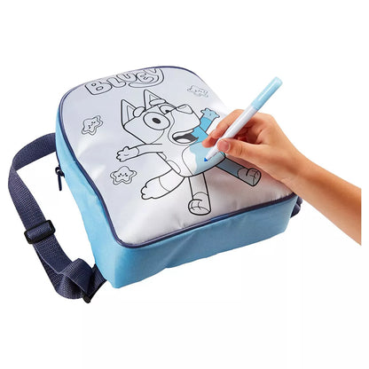 BLUEY COLOUR AND CARRY BACKPACK CHILDREN'S SCHOOL BAG WITH COLOURED PEN FOR 3+YR