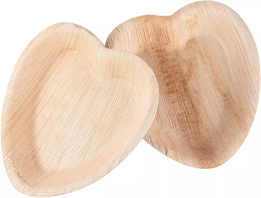 Palmware Palm Leaf Tableware | 10 Pieces Palm Plate Heart Shape Disposable