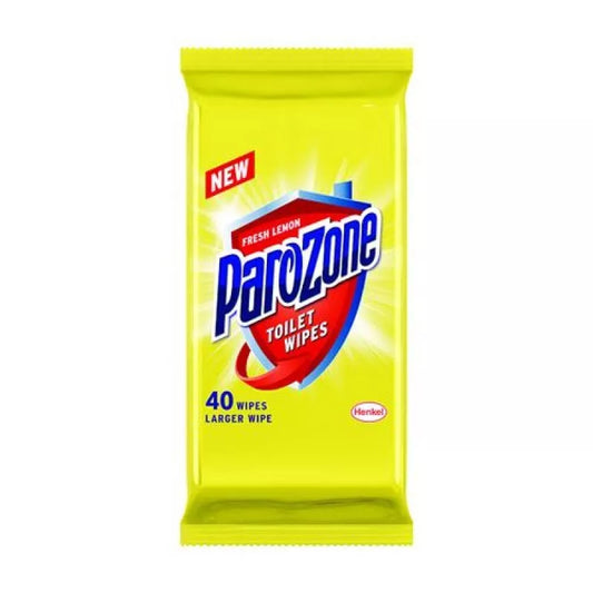 Parozone Toilet Wipes Prevents Limescale Fresh Lemon Fragrance 40pk Cleaning