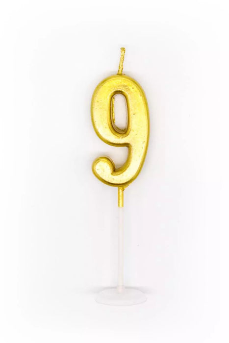 GOLD NUMBERS BIRTHDAY CANDLES NUMBER 9