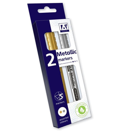 3PK Medium METALLIC Permanent Marker Pen Gold Silver Craft Paper Card Metal