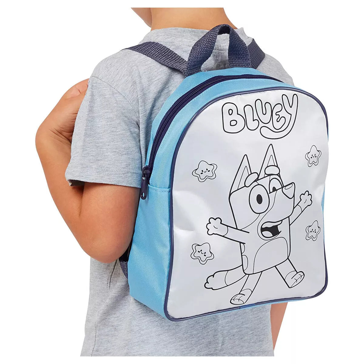 BLUEY COLOUR AND CARRY BACKPACK CHILDREN'S SCHOOL BAG WITH COLOURED PEN FOR 3+YR