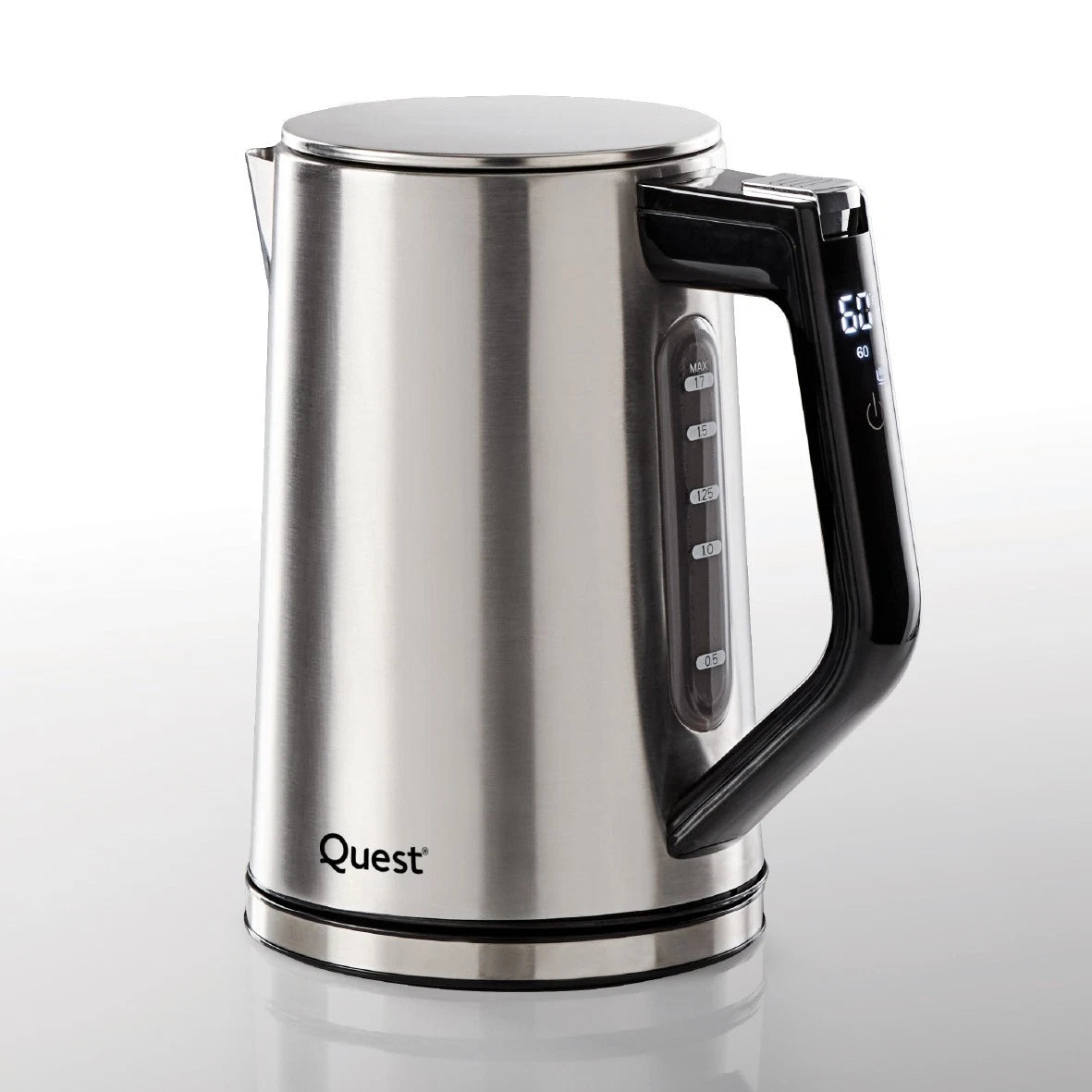 Quest Stainless Steel Fast Boil Kettle with Digital Display / 1.7L Capacity