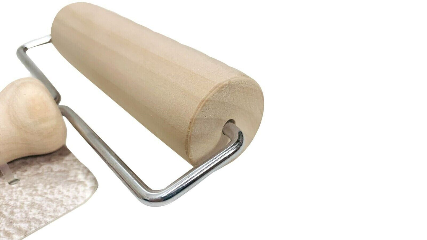 WOODEN T SHAPED DOUGH ROLLER ROLLING PIN BAKING KITCHEN TOOL PIZZA PASTRY