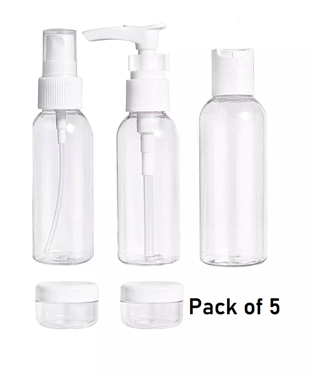 Travel Plastic Bottles Pk Of 5