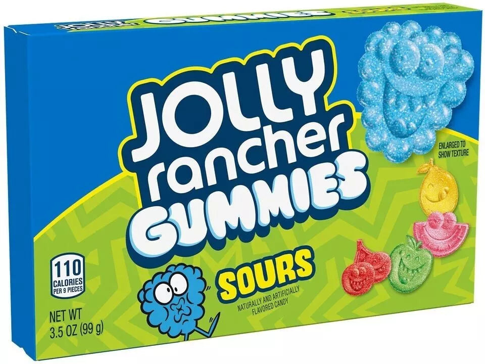 Jolly Rancher Gummies Sours Flavour 99g Sour & Chewy Gummy Candy Theatre Box