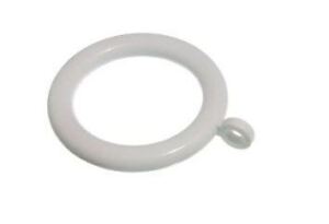 Curtain Pole Rings With Fixed Eyelet, White Plastic, Internal Diameter 37mm (To Fit Curtain Poles Up To 30mm Diameter)