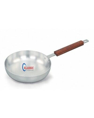 Klassic 24 cm poêle à frire ronde robuste, poêle à curry plate, manche en bois X2