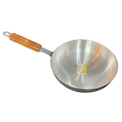 Klassic 24 cm poêle à frire ronde robuste, poêle à curry plate, manche en bois X2