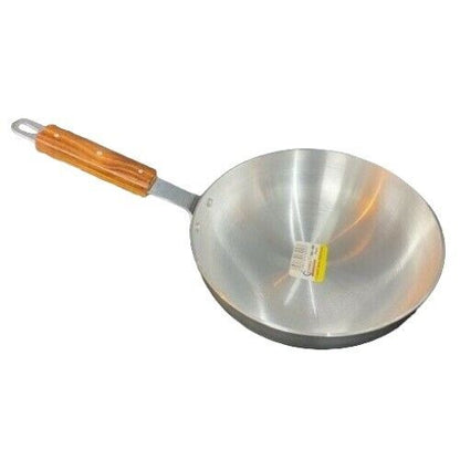 Klassic 24 cm poêle à frire ronde robuste, poêle à curry plate, manche en bois X2