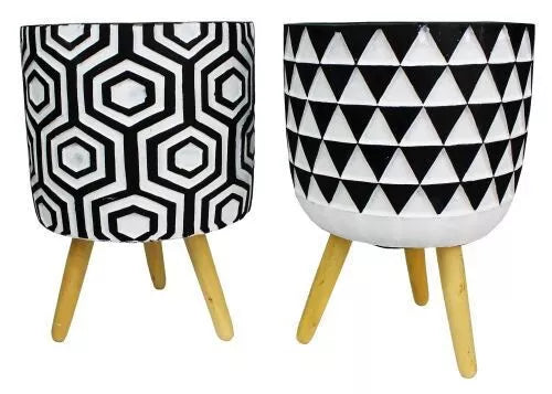 Jardinière géométrique en ciment sur pieds 12 cm, pot de fleurs de jardin – Un modèle choisi au hasard
