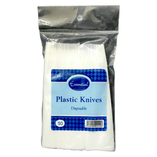 Disposable White Plastic Knives - Pack Of 50