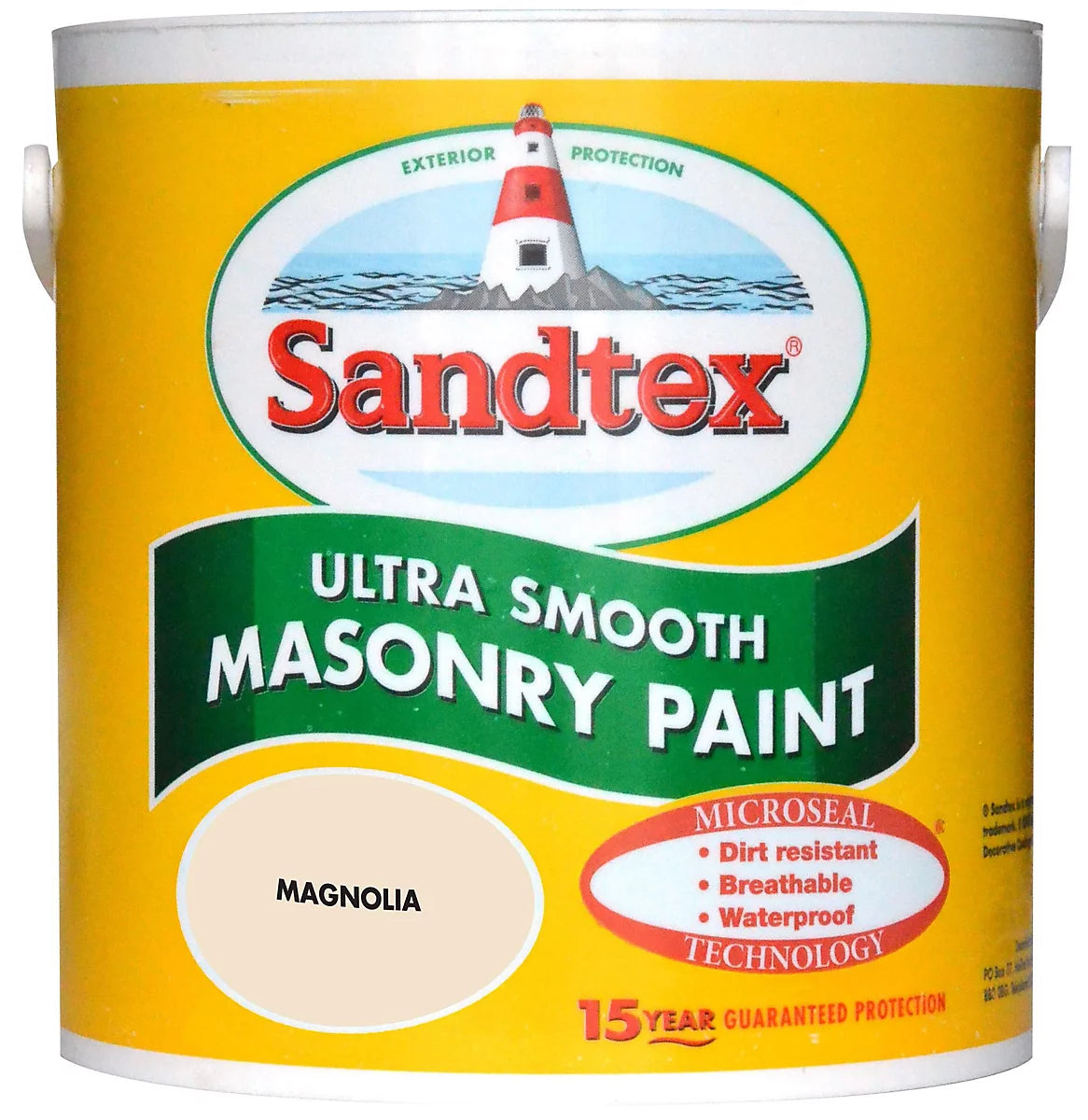 Peinture Sandtex Magnolia lissée pour maçonnerie, 2,5L