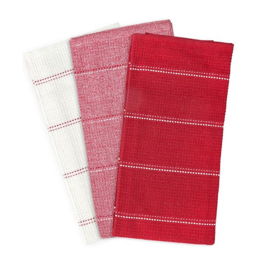 Le Chateau Lot de 3 torchons gaufrés rouges