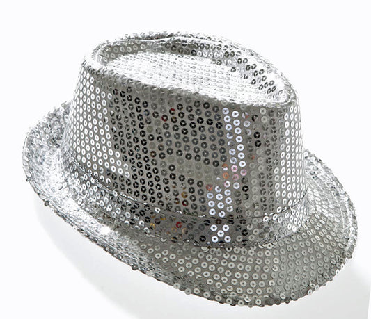 Silver Sequin Gangster Hat