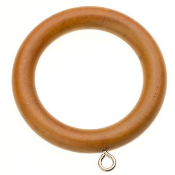 Curtain Pole Rings With Fixed Eyelet, Medium Brown Plastic, Internal Diameter 35mm (To Fit Curtain Poles Up To 30mm Diameter)