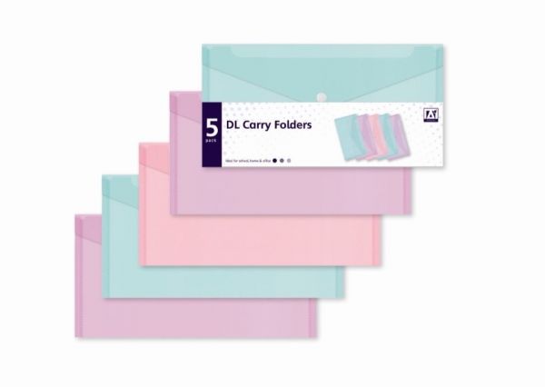 DL Carry Folders Pastel Pack 5