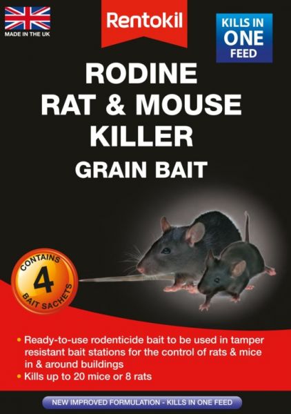 Rentokil Rodine Rat & Mouse Killer Grain Bait 4 Sachet