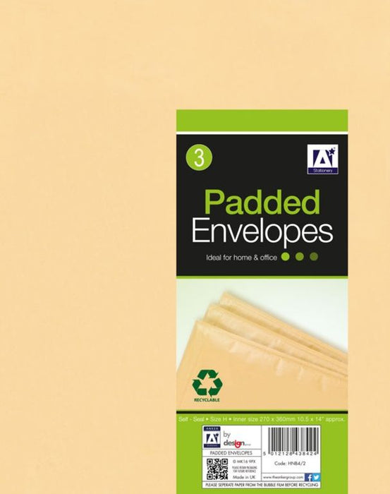 Padded Brown Envelopes 290 x 370 Pack 3
