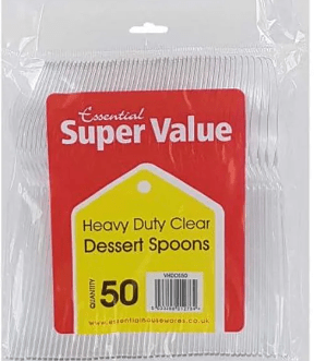 EXTRA VALUE HEAVY DUTY DESERT PLASTIC SPOONS PK50