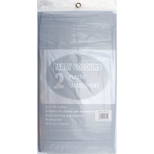 Table Covers Plastic Silver 2PK