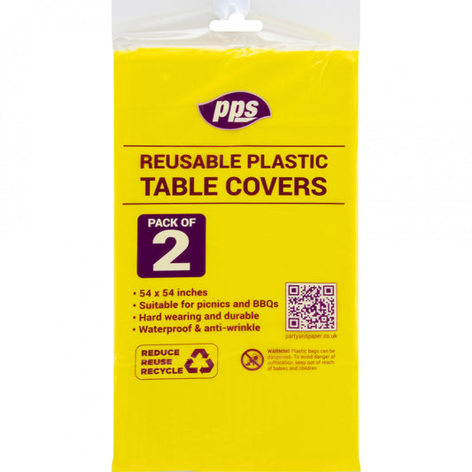 PPS Yellow 2 PLASTIC TABLE COVERS 54x54inches