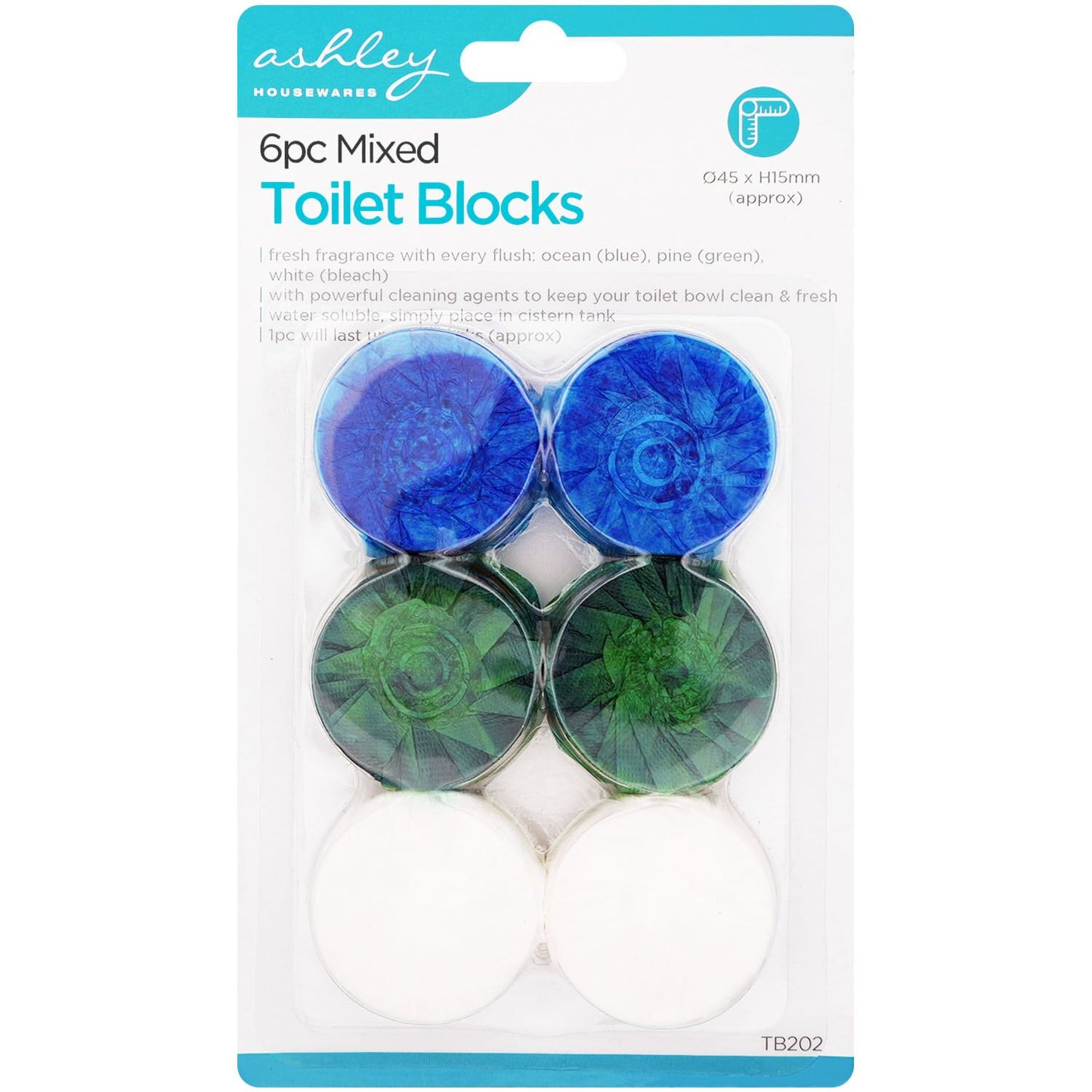 Blocs de Chasse d'Eau Assortis Ashley Housewares - Lot de 6 x 50g