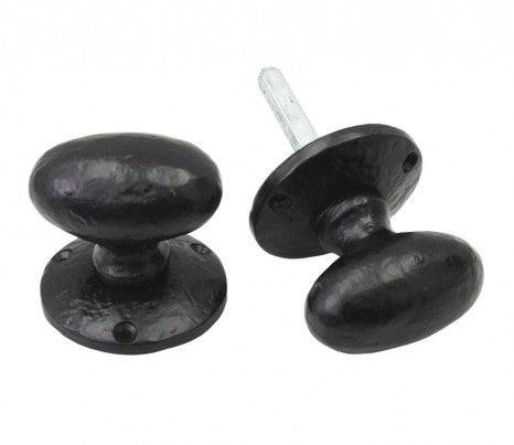 Oval Mortice Knob Sets (sprung) - Antique Black